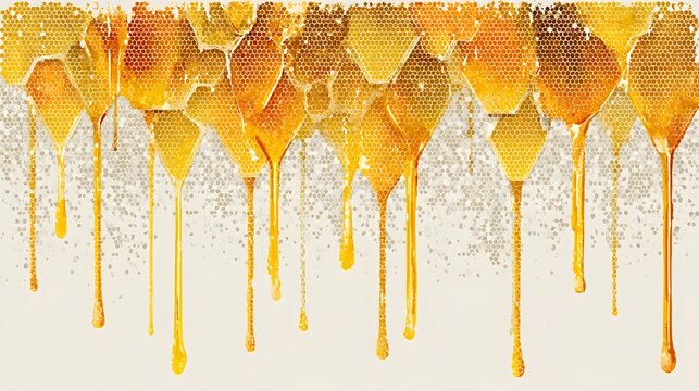 A vibrant illustration of honey dripping from honeycombs, designed to evoke the natural charm of beekeeping.