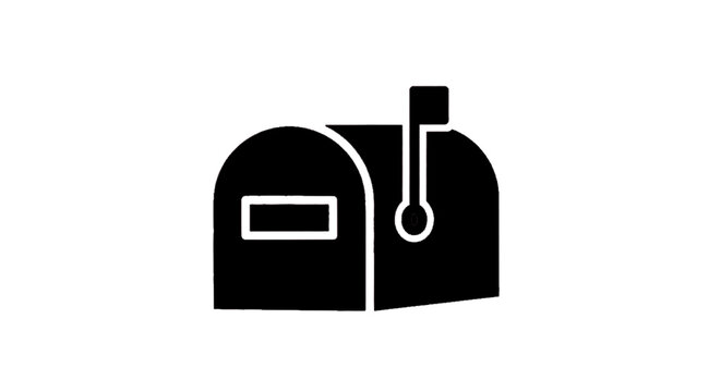 Minimal black silhouette icon, simple flat vector, bold black shape, no gradients, no shading mailbox icon vector illustration on a, flat icon style