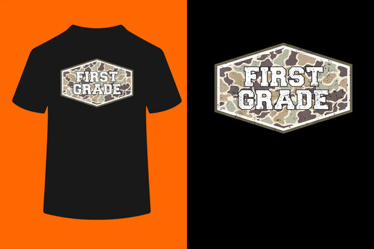 Camo First Grade Boy Hello 1st Grade Students Teachers T-Shirt
