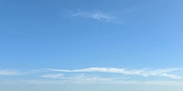 Cloudscape, Timelapse of beautiful blue sky with scattered wispy clouds on horizon, for wide background	