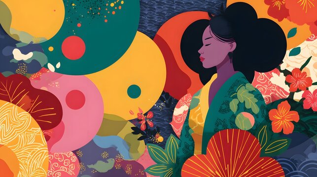 abstract asian american and pacific islander heritage month background colorful aapi celebration