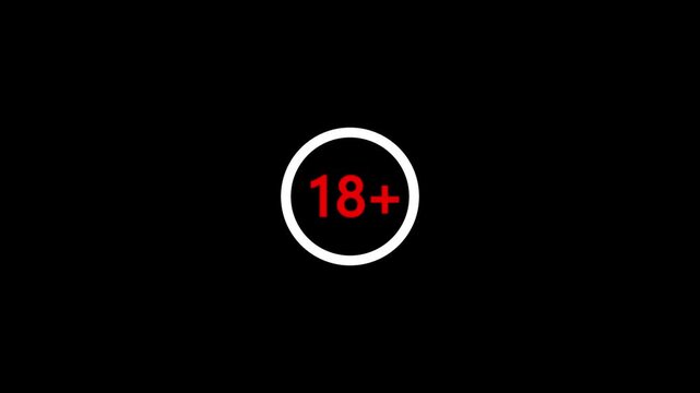 Abstract Red 18+ Age Restriction Warning icon. Sustainable  restriction animation. 