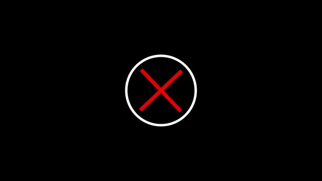 Red cross mark icon animation. Animated incorrect cross symbol.