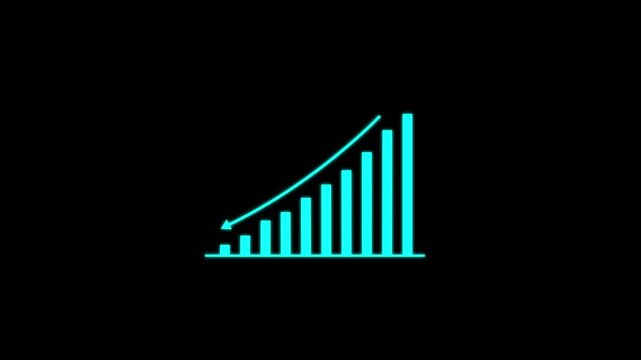 Abstract Business graph icon animation. loss graph direction or damage graph. Animated down graph icon.