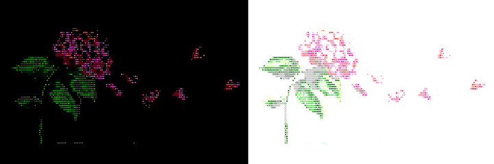 Fototapeta premium Glitch art floral pattern vector element for poster or web page design aesthetic effect.