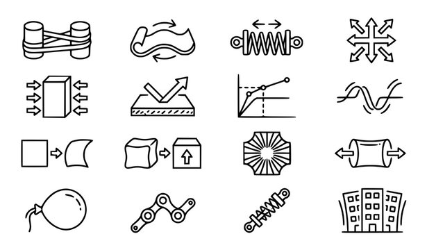 Professional Elasticity Outline Icon Collection Editable Flexibility Vector Illustration