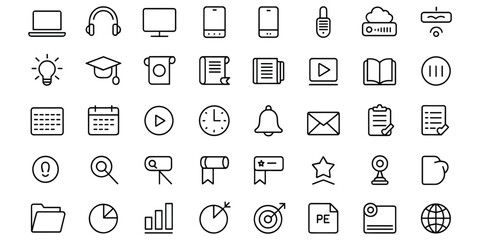 Fototapeta premium Digital interface icons for web, mobile, and education, clean and simple vector design