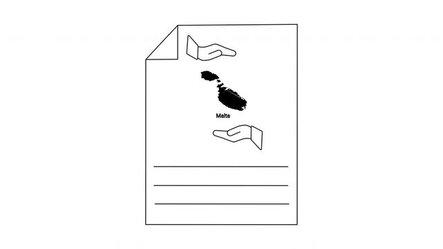 Malta map outline with hands and lines for text.