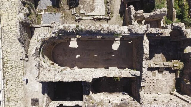 Aerial View of Syedra Ancient City in Alanya Antalya Turkey, Remarkable Archaeological Site with Roman Ruins and Mediterranean Landscape