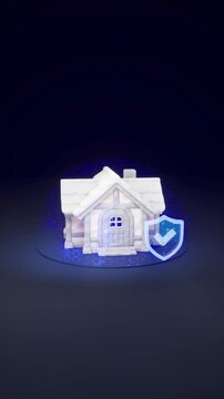 Smart Home Safety Network with Glowing Blue Badge