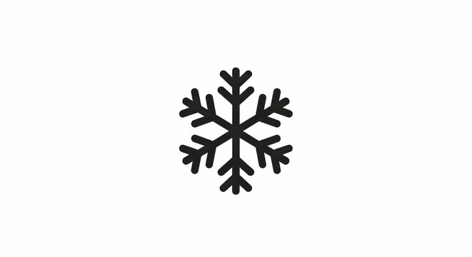 Minimal black silhouette icon, simple flat vector, bold black shape, no gradients, no shading black snowflake icon on a, flat icon style
