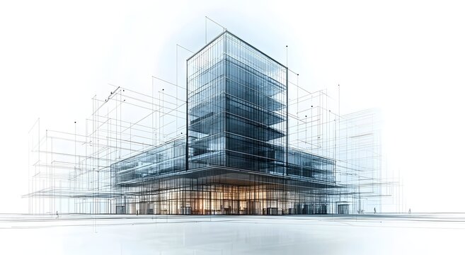Modern commercial blueprint showing exterior planning and design photo