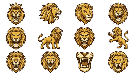 Assorted golden lion heads and full body icons. © Adif