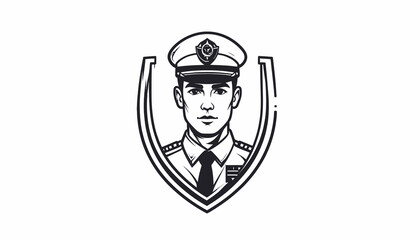 Fototapeta premium Police Officer Face Closeup Illustration.