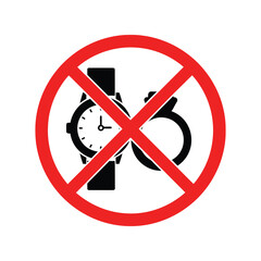 No Jewelry and Watch Allowed Sign Vector Icon Isolated on White Background © asmaan
