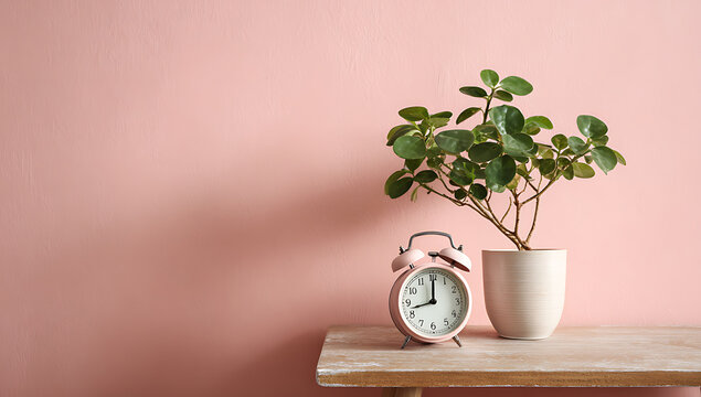 Cinematic photograph of an alarm clock and a plan