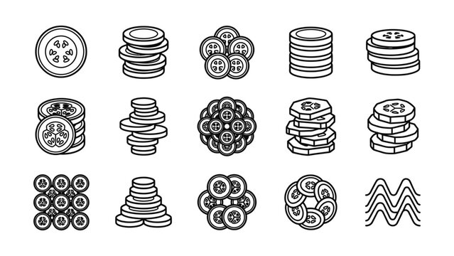 Money Coins Stack Icons Set Finance Vector Graphics
