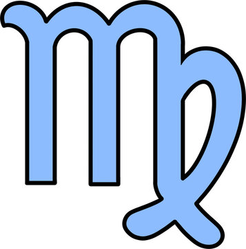 Virgo zodiac sign light blue astrology symbol isolated on black background