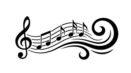 A stylized musical note and melody line. © pleci