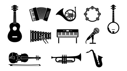 Collection of various musical instruments icons. © pleci