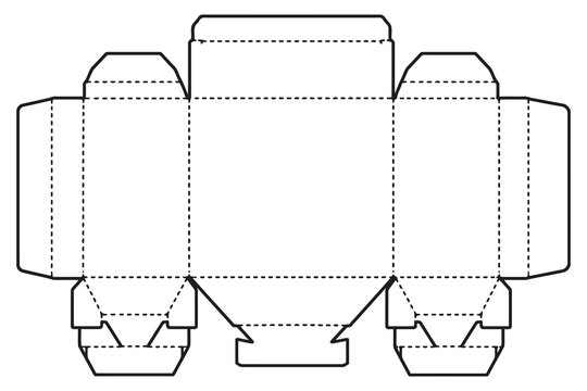 Flat cardboard box template with folding lines Vector