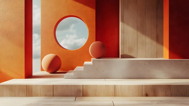 Modern geometric art with balanced forms and neutral palette Banner