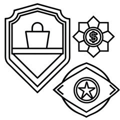 Fototapeta premium Business security and financial shield protection icons with security, shopping