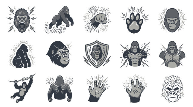 Gray gorilla energy and hand icons.