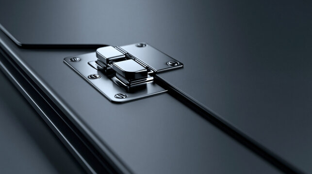 Close Up of Metallic Latch on Black Industrial Case