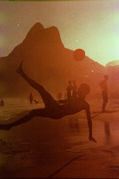 Bicycle Kick on Rio Beach, expired film