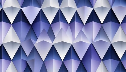 Fototapeta premium Geometric pattern of interlocking triangular shapes. Shades shift from deep navy to bright white. Modern, abstract design with subtle depth. Suitable for digital backgrounds or minimalist branding
