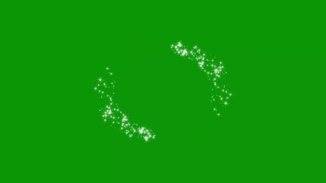 Glowing sparkle stars line animation, white twinkling particles shimmer, magic glitter dust trail, star sparkle vector doodles, sparkling star transition effect on green screen. 4k video