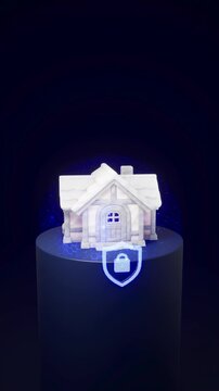 Property Protection Concept with White House and Security Shield
