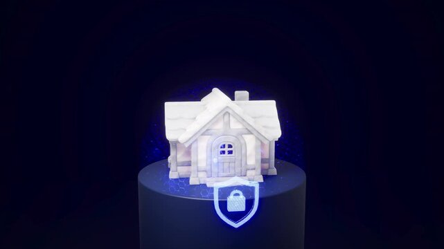 Property Protection Concept with White House and Security Shield