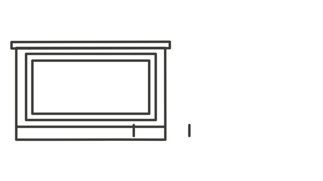 Clean flat vector line icon of a stadium press box, ideal for sports venue maps, broadcasting signs, ticketing pages, and event layouts.