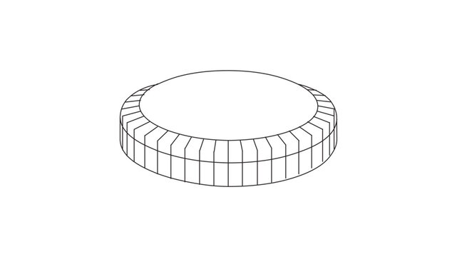 Clean flat vector line icon of a modern stadium roof canopy, ideal for sports venue maps, event signage, ticketing apps, and arena branding.