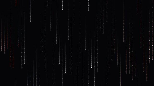 Abstract digital rain code sequence falling on black screen background
