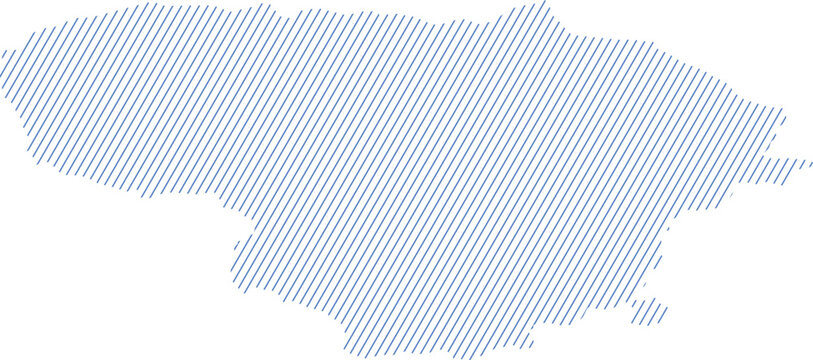 Graphic silhouette of the country Lithuania featuring artistic diagonal blue striped lines for educational designs