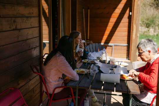 family meal in vacation rental 