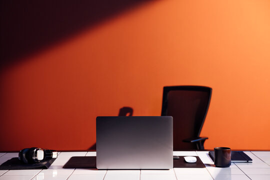 Modern Minimal Workspace With Laptop and Coffee Mug