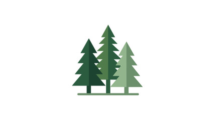 Obraz premium Group of stylized evergreen trees in various shades of green on a white background.