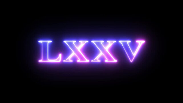 From the Glitch effect arises Roman numerals LXXV. Then the TV turns off. Alpha channel Premultiplied - Matted with color black