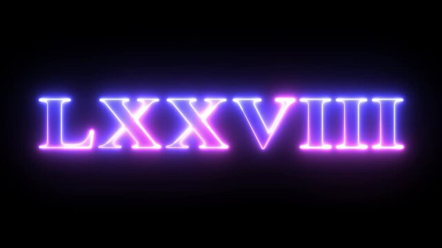 From the Glitch effect arises Roman numerals LXXVIII. Then the TV turns off. Alpha channel Premultiplied - Matted with color black