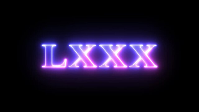 From the Glitch effect arises Roman numerals LXXX. Then the TV turns off. Alpha channel Premultiplied - Matted with color black
