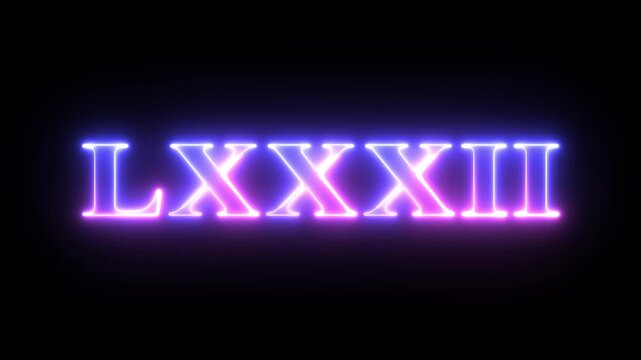From the Glitch effect arises Roman numerals LXXXII. Then the TV turns off. Alpha channel Premultiplied - Matted with color black