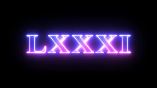 From the Glitch effect arises Roman numerals LXXXI. Then the TV turns off. Alpha channel Premultiplied - Matted with color black