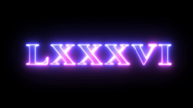From the Glitch effect arises Roman numerals LXXXVI. Then the TV turns off. Alpha channel Premultiplied - Matted with color black