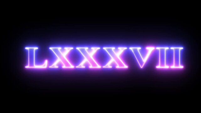 From the Glitch effect arises Roman numerals LXXXVII. Then the TV turns off. Alpha channel Premultiplied - Matted with color black