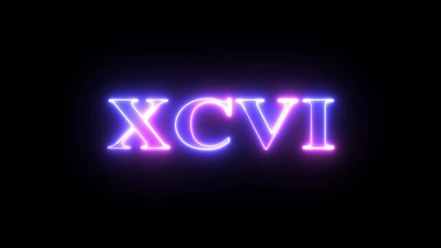 From the Glitch effect arises Roman numerals XCVI. Then the TV turns off. Alpha channel Premultiplied - Matted with color black