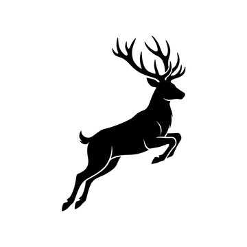 Silhouette deer with large antlers leaping